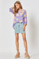 Lavender Floral  3/4 Sleeve Wrinkle-Free Top