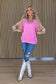 Raw Edge Detail Cotton V Neck Top