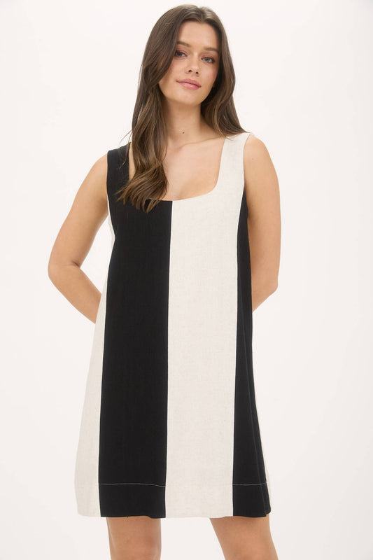 Sleeveless Wide Stripe Mini Dress
