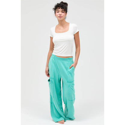 Turquoise Tide Wide Leg Cargo Pants