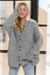 Oversized Hooded Button-Down Cardigan – Grey