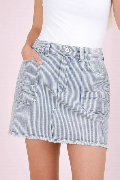 Denim Stripe Mini Skirt