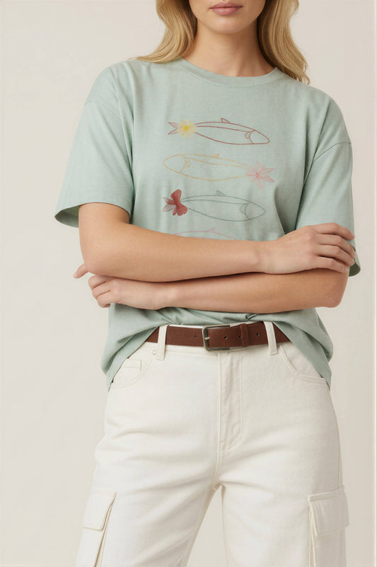 Bowtie Fish Line Art Graphic Tee