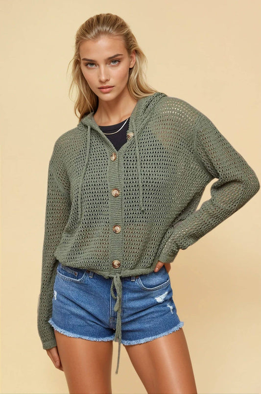 FishNet Hoodie Cardigan