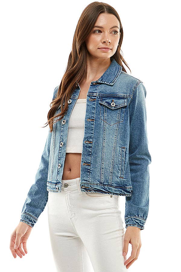 Cotton Blend Stretch Denim Jacket