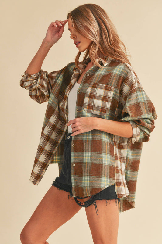 Spliced Patchwork Oversized Flannel Shirt