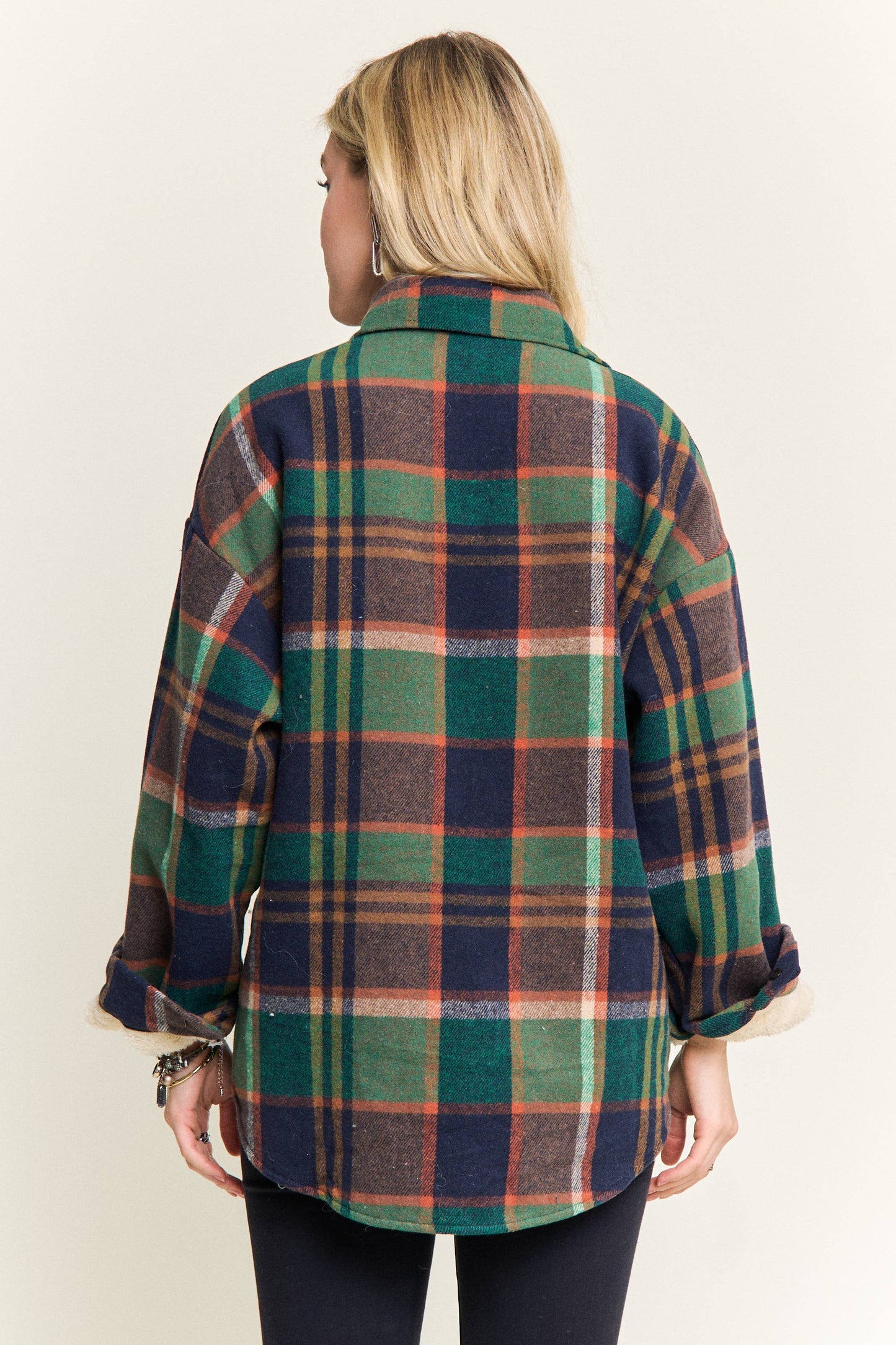 Plaid Sherpa-Lined Button Down Shacket