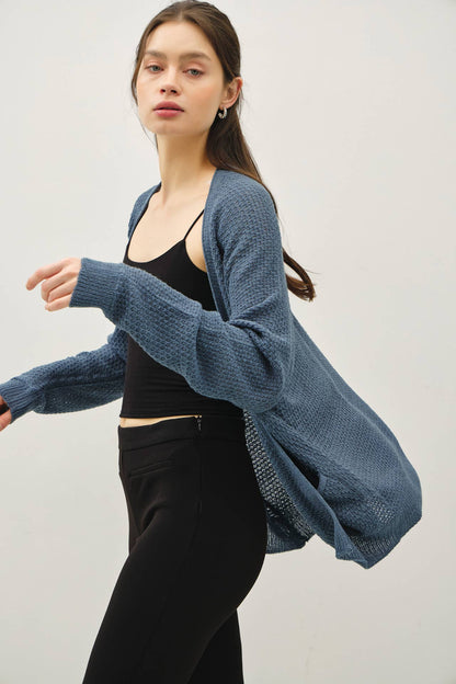 Open-Front Crochet Knit Cardigan