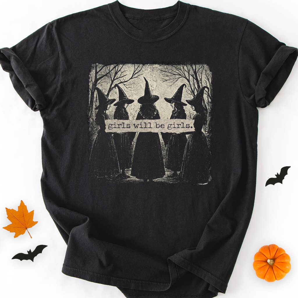 Girls Will Be Girls Witches Halloween Graphic