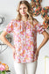 Floral Ruffle Neck Top