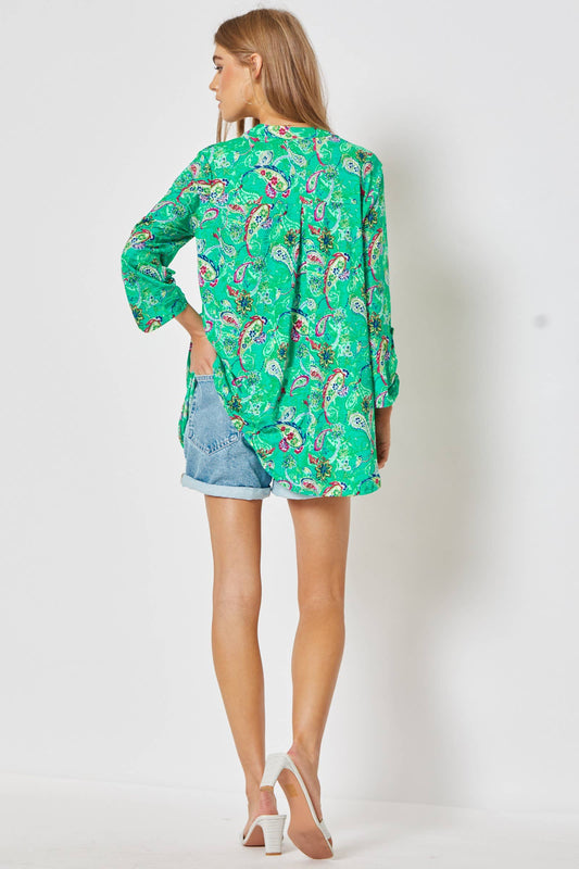 Paisley Emerald 3/4 Sleeve Top