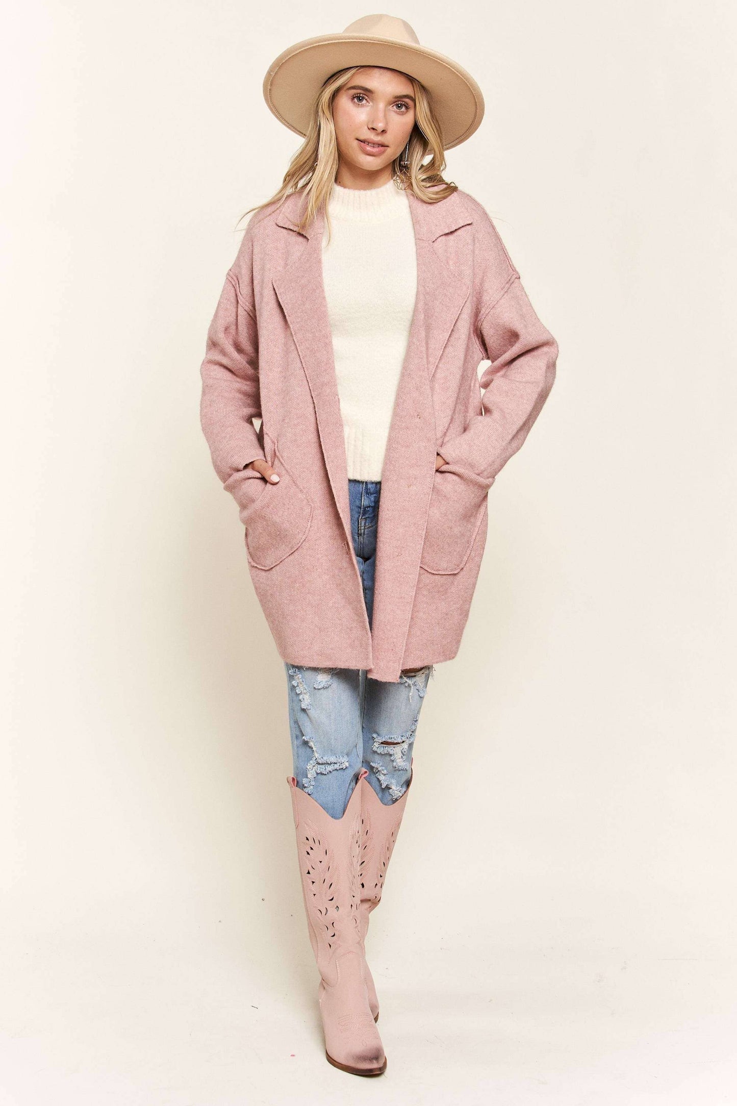 Cozy Pink Sweater Coat