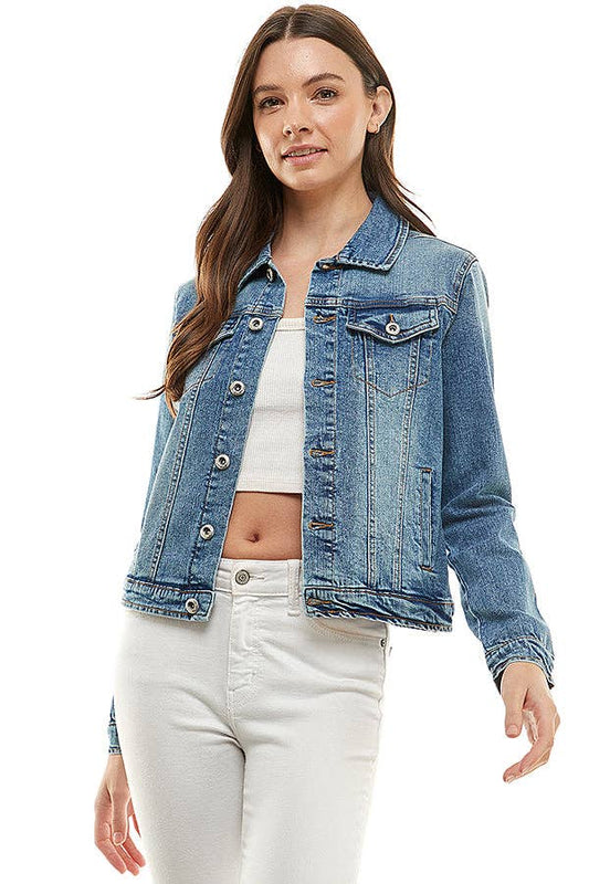 Cotton Blend Stretch Denim Jacket