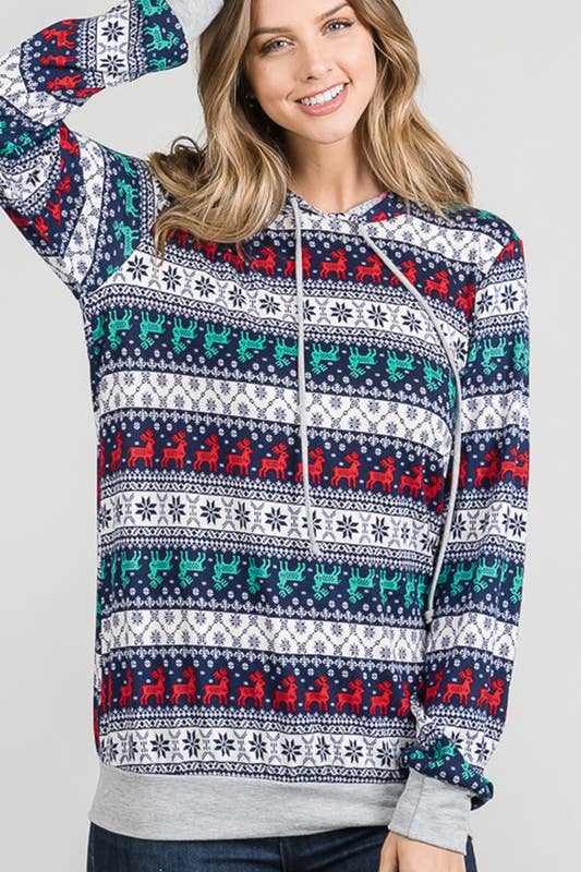 Christmas Reindeer Print Hoodie 🦌🎄