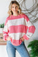 Floral Rib Drop Shoulder Pullover – Coral & Cream