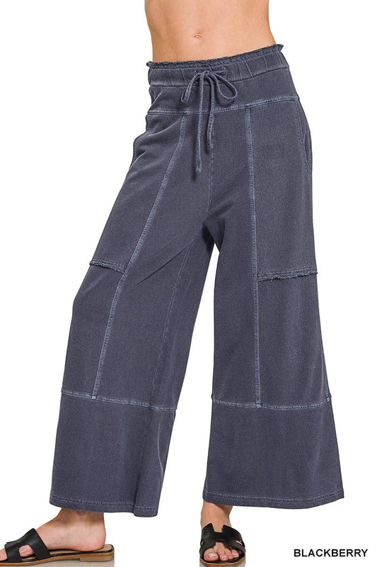 Washed & Ready Navy Wide Leg Pants