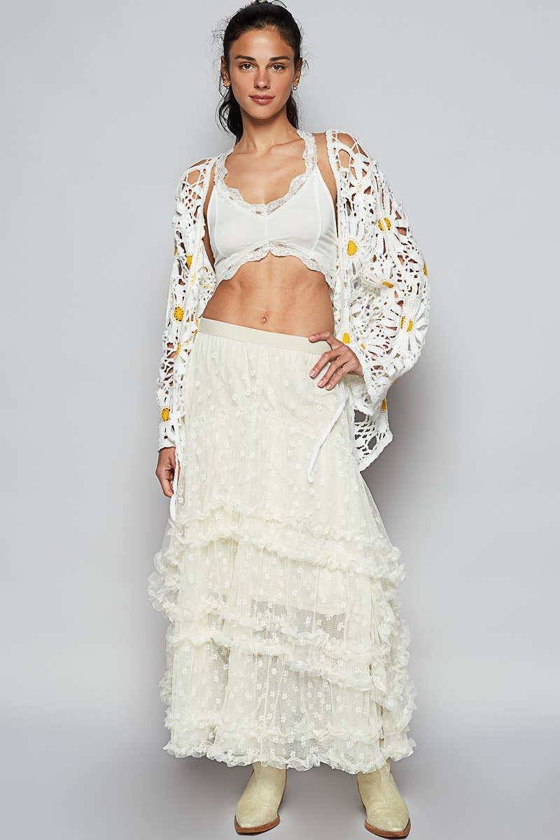 Daisy Crochet V-Neck Tie-Front Cardigan