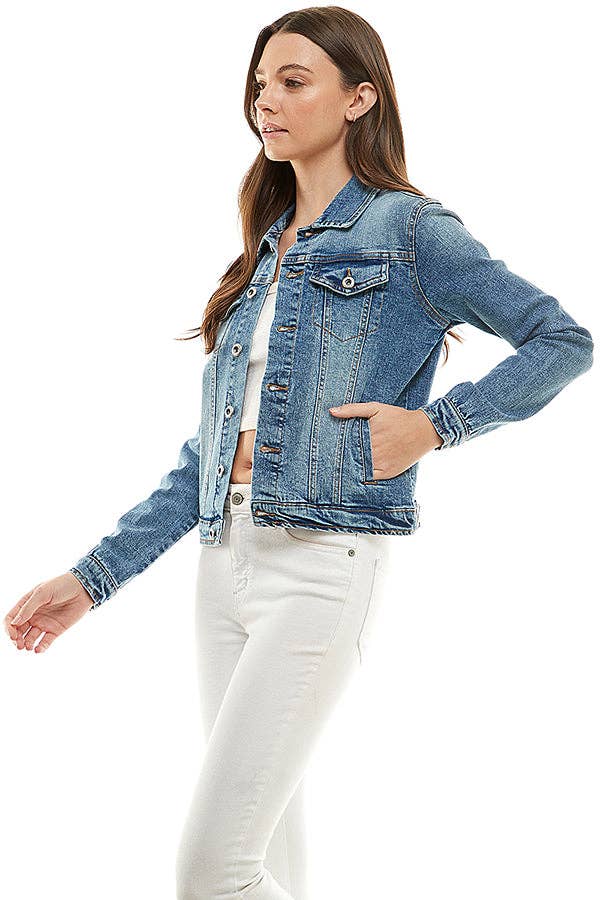 Cotton Blend Stretch Denim Jacket