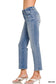 Medium Wash Cropped Straight Leg Denim Jeans