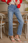 Medium Wash Cropped Straight Leg Denim Jeans