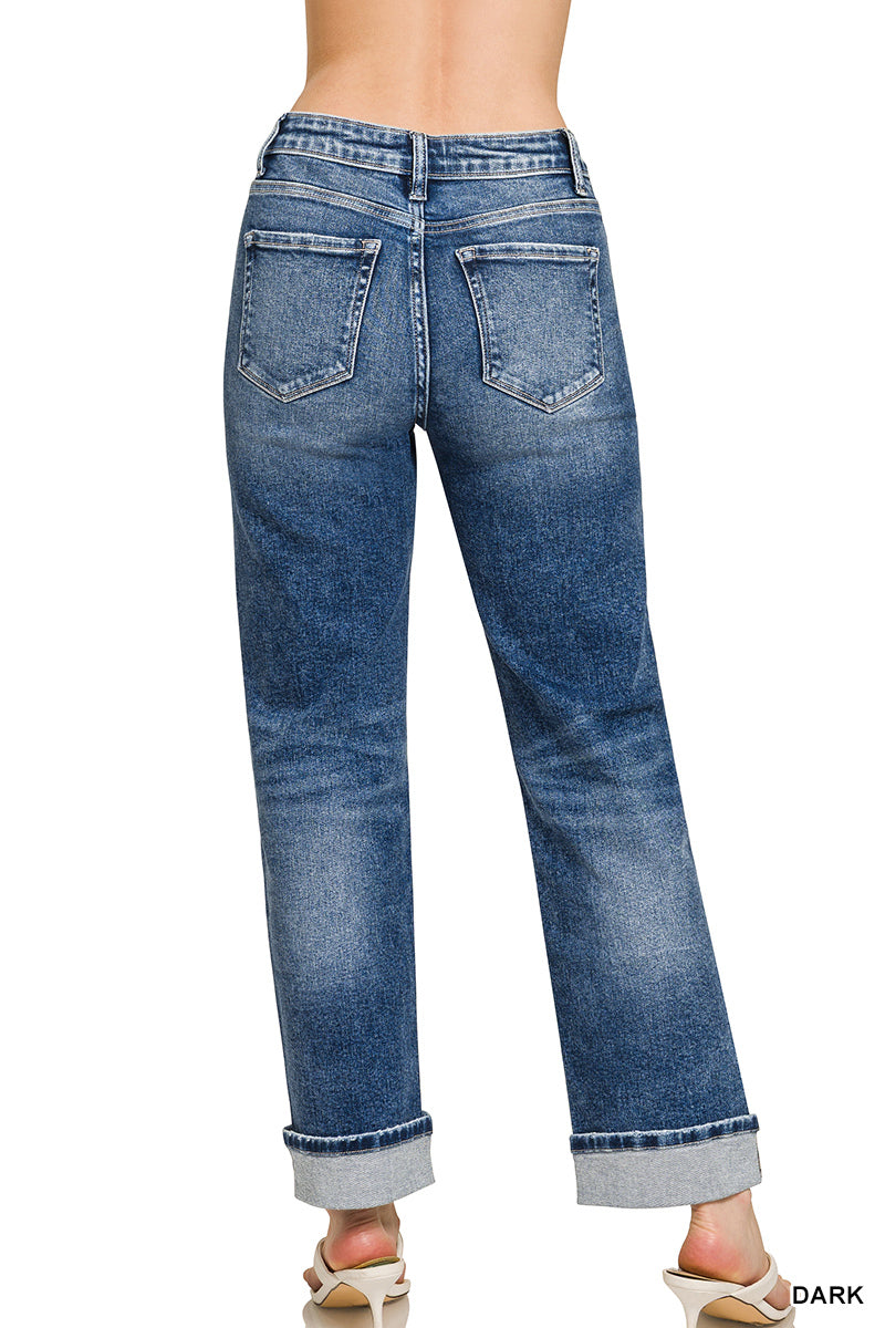 Cuffed Straight Denim