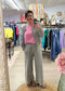 FRENCH TERRY WASHED EXPOSED-SEAM WIDE LEG PANTS