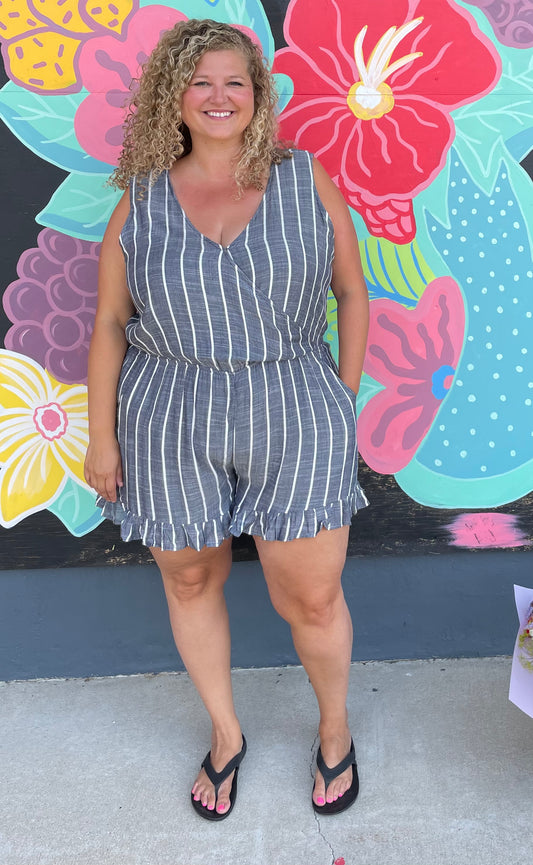 Curvy Ruffle Bottom Sleeveless Romper
