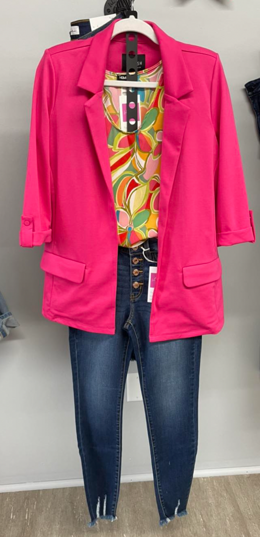 Pink 3/4 Sleeve Blazer