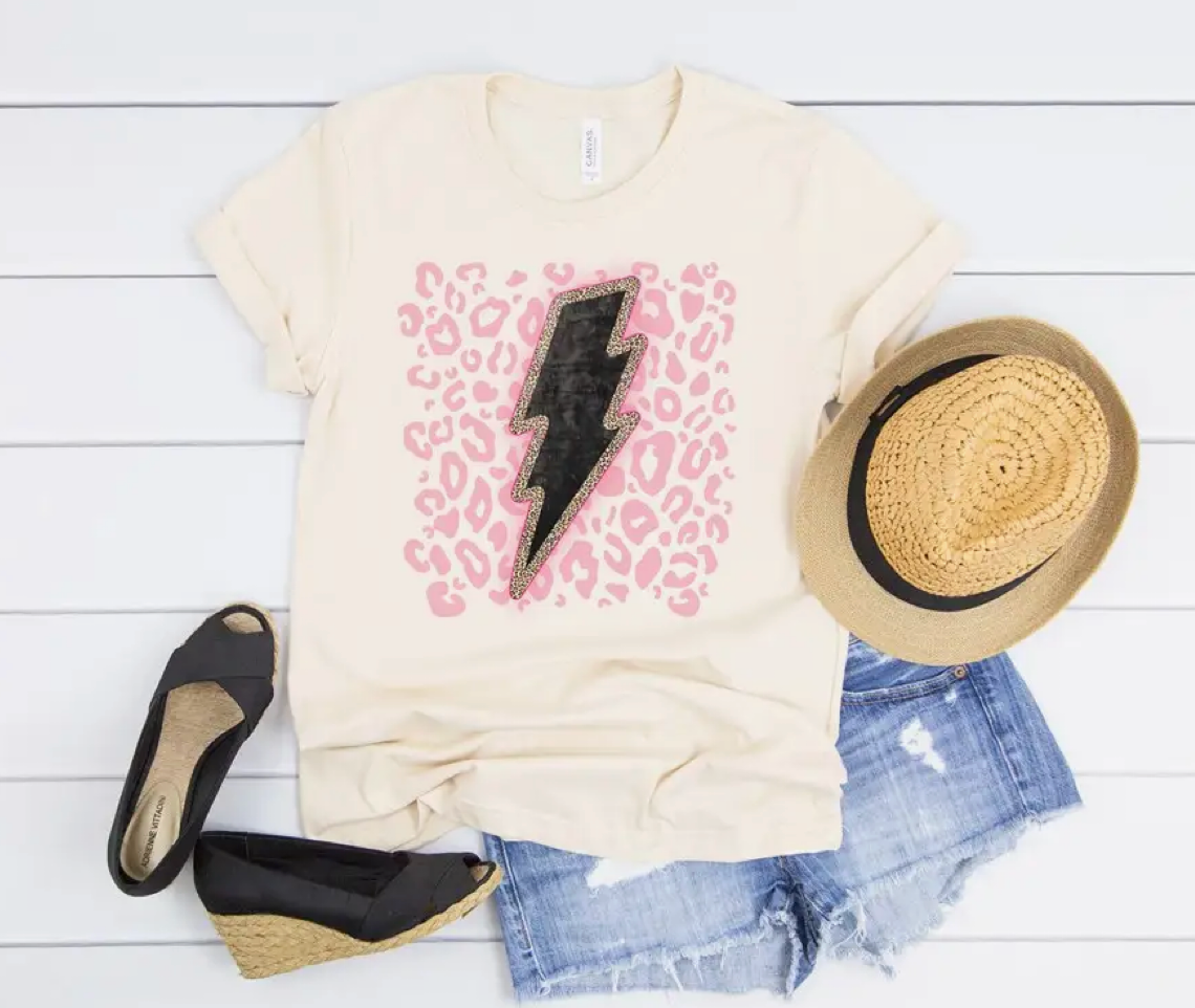 Leopard Lightning Bolt Tee
