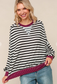 Color Block Stripe French Terry Pullover