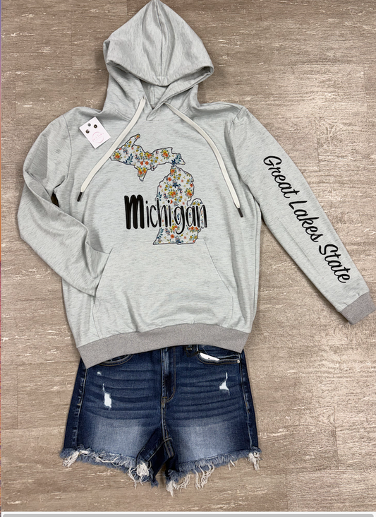 Floral Michigan Hoodie – Great Lakes State Edition