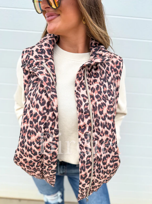 Leopard Puffer Vest