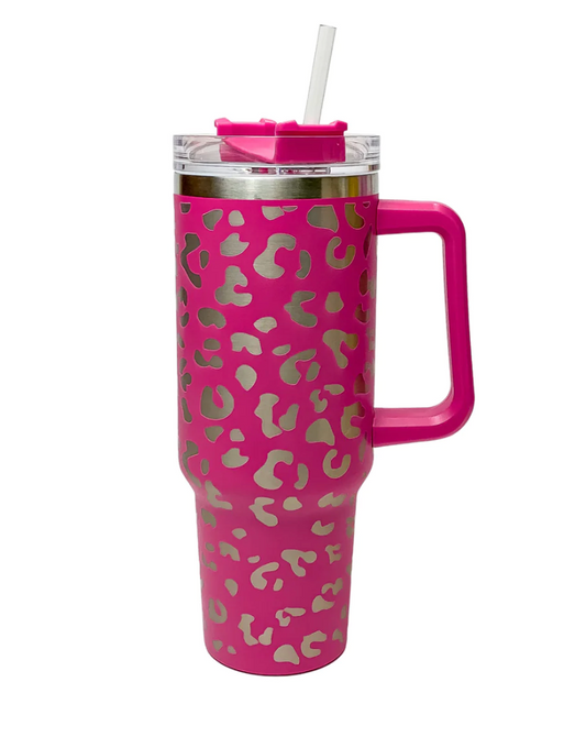 40 oz Leopard Print Tumbler with Handle