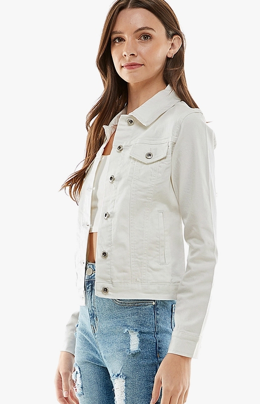White stretch denim jacket best sale