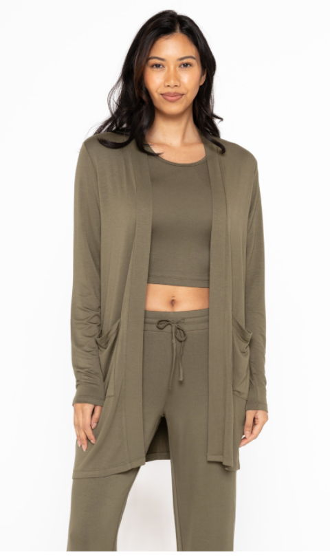 Lounge Open Front Terry Cardigan