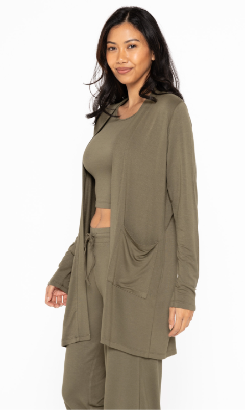 Lounge Open Front Terry Cardigan