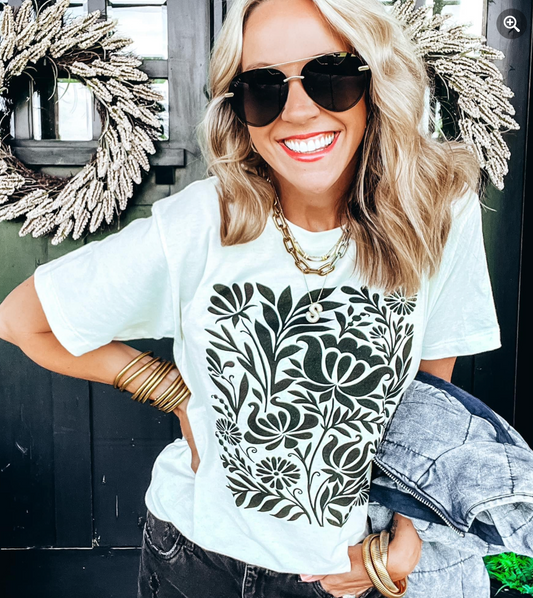 Black and White Boho Flower Tee