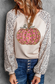 Pumpkin Graphic Leopard Sleeve Top