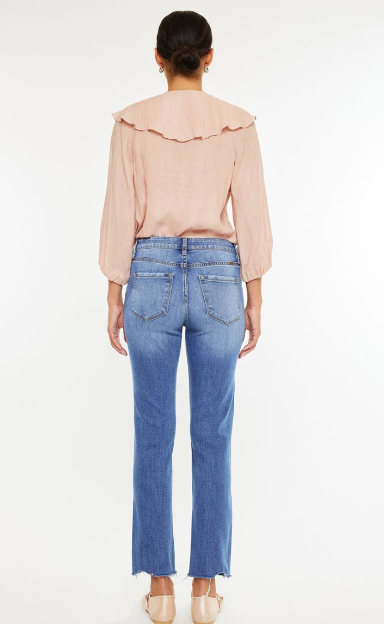 KanCan High Rise Straight Double Button