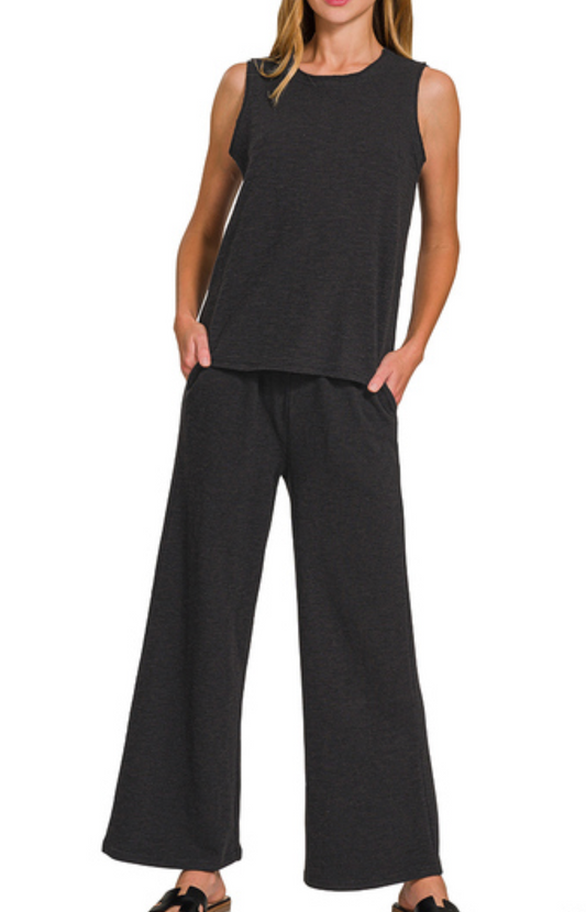 Cotton Slub Pant and Tank Set