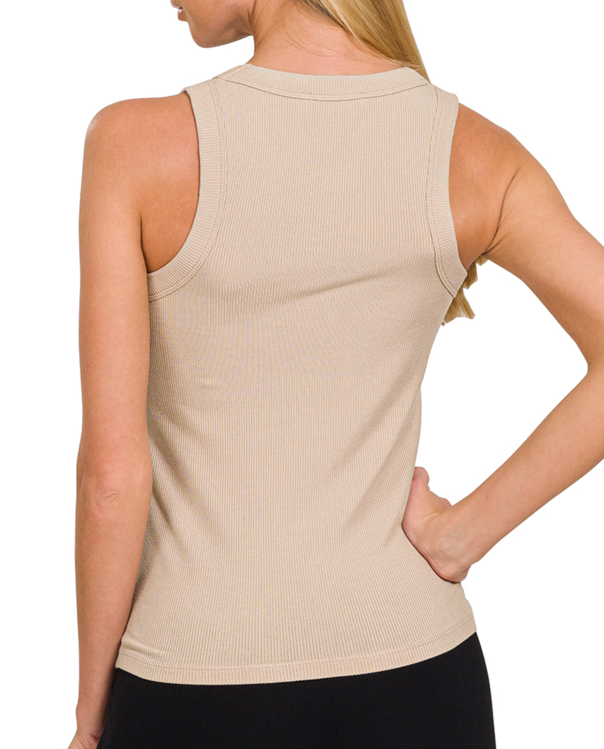Ribbed Scoop Neck Tank Top