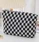 Checkered Cosmetic Makeup Pouch Clutch Bag
