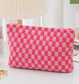 Checkered Cosmetic Makeup Pouch Clutch Bag