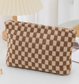 Checkered Cosmetic Makeup Pouch Clutch Bag