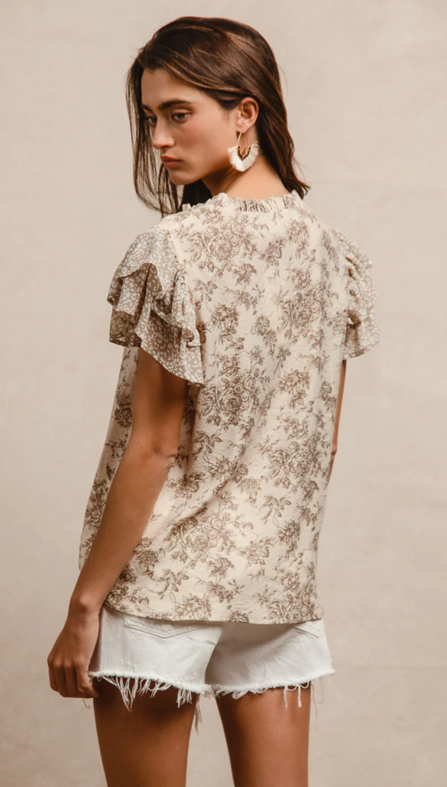 Taupe Mixed Pattern Top