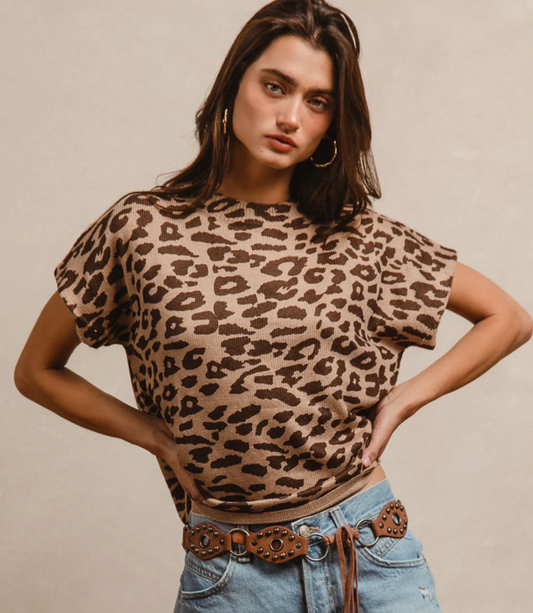 Leopard Knit Top