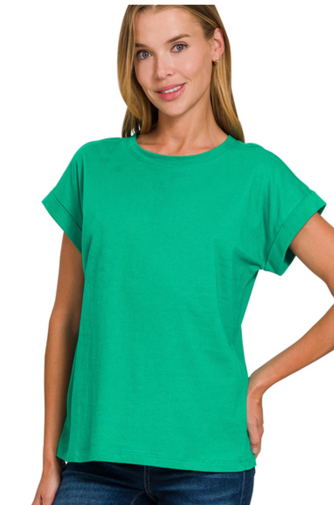 Cotton Folded Sleeve T-Shirt