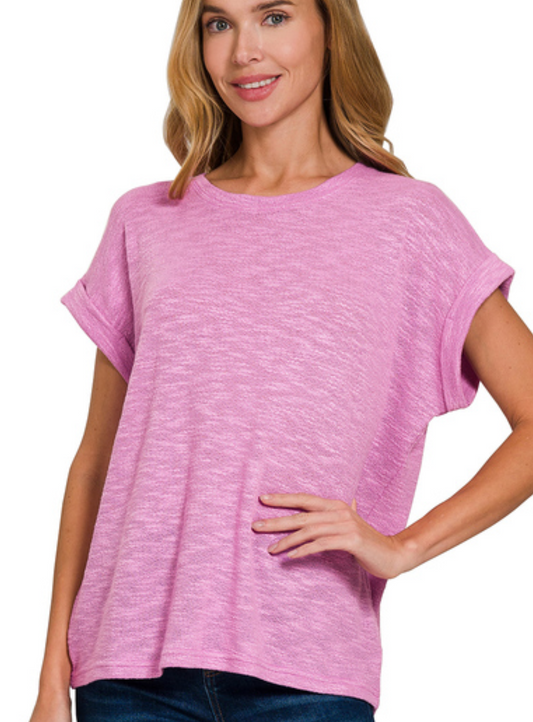 Hacci Slub Rolled Up Sleeve Tee
