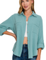 Double Gauze Button Down Roll-Up Long Sleeve Shirt
