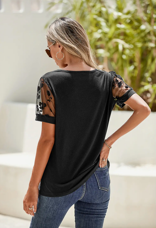 Black Lace Sleeve Tee
